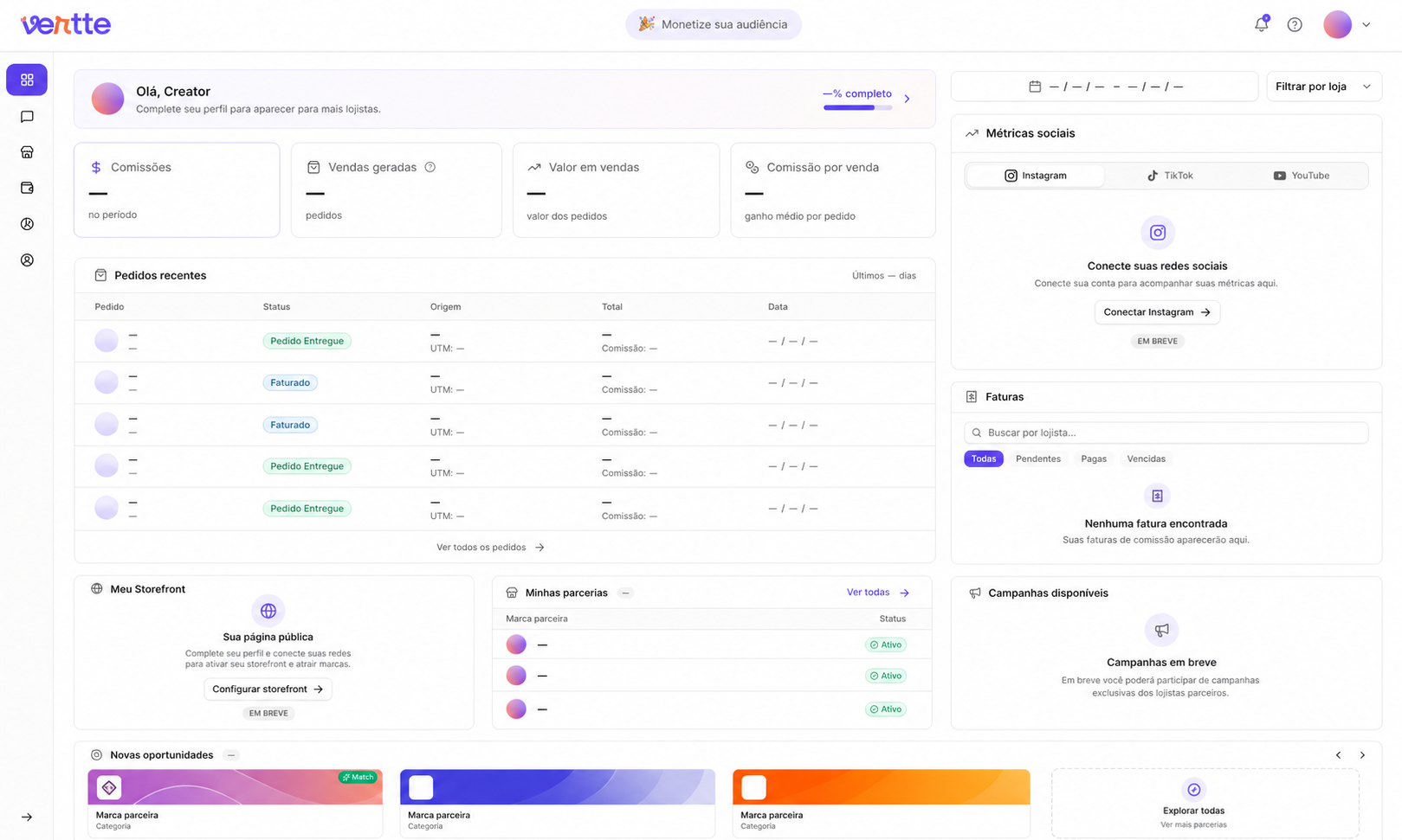 Your creator dashboard